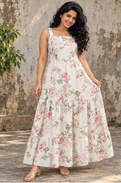 Women's White Floral Maxi Dress Sri Lanka — image 1